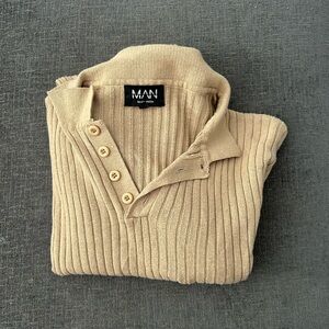 BoohooMAN L/S Ribbed Polo